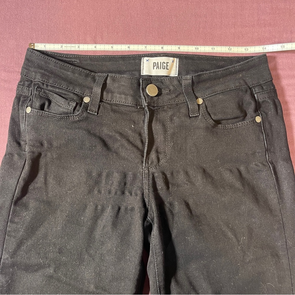 Paige Peg Skinny - Black Skinny Jeans Raw Hem - Size 25 - Picture 4 of 8